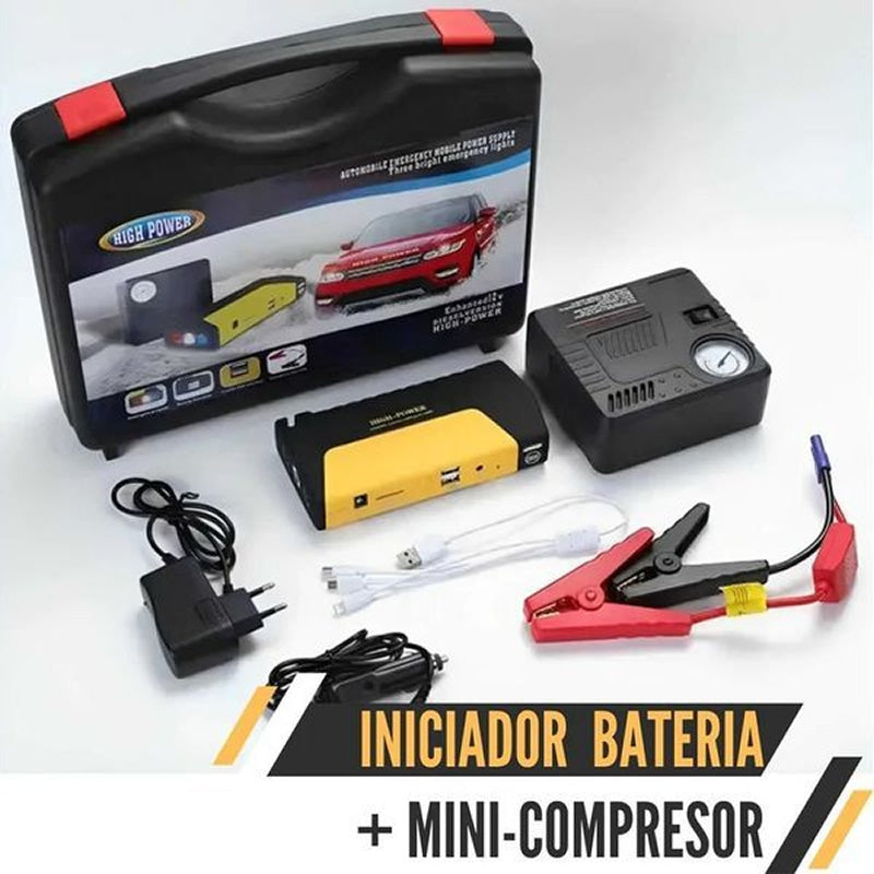 Jumper de batería+ Bomba de aire - El Combo que Necesitas para no qudarte en la vía