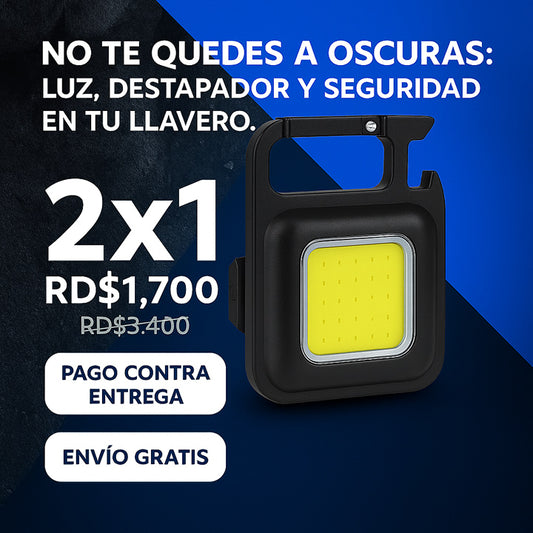 OFERTA 2X1 - Mini Linterna Recargable de Llavero EDC con luz COB - TU LUZ EN LA OSCURIDAD